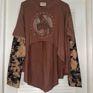 Free People Brown and Black Layered Top